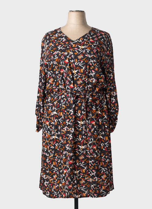 Rochie midi imprimeu fantezie mâneci lungi negru GEVANA femme