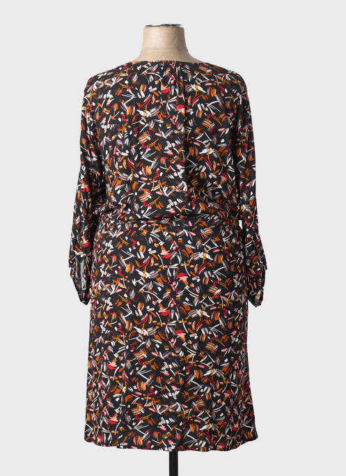 Rochie midi imprimeu fantezie mâneci lungi negru GEVANA femme