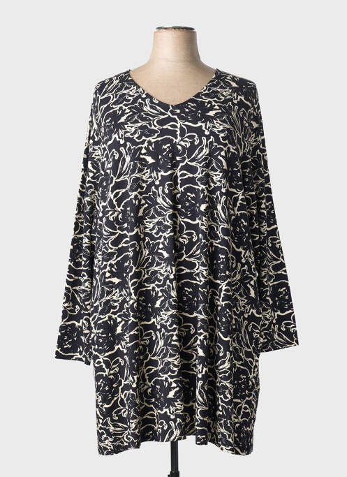 Rochie midi imprimeu fantezie mâneci lungi negru CISO femme