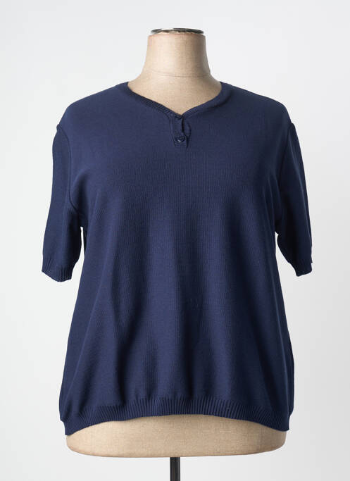 Tricou guler în v mâneci scurte albastru GRIFFON femme