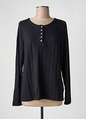 Pulover croială cambrată mâneci lungi negru ÉTYMOLOGIE femme