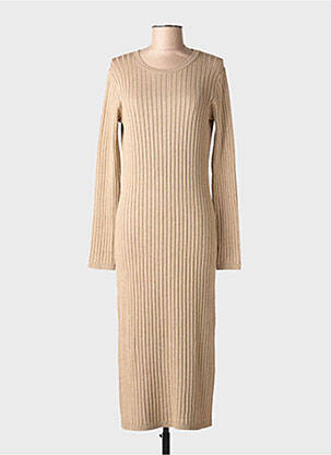 Rochie lungă mâneci lungi mâneci lungi maro MAJESTIC FILATURES femeie