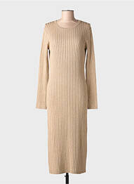 Rochie lungă mâneci lungi mâneci lungi maro MAJESTIC FILATURES femeie