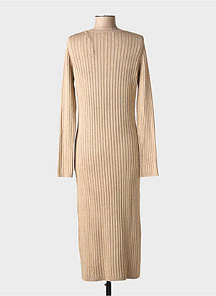 Rochie lungă mâneci lungi mâneci lungi maro MAJESTIC FILATURES femeie