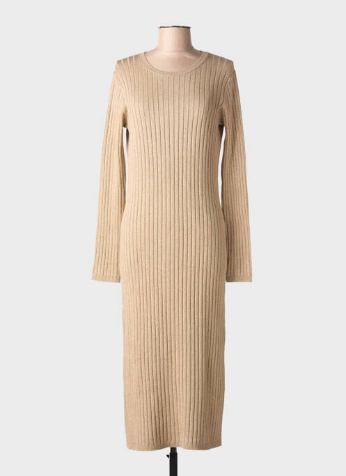 Rochie lungă croială cambrată mâneci lungi maro MAJESTIC FILATURES femme