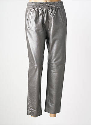 Pantalon drept talie elastică mărime normală gri OAKWOOD femeie
