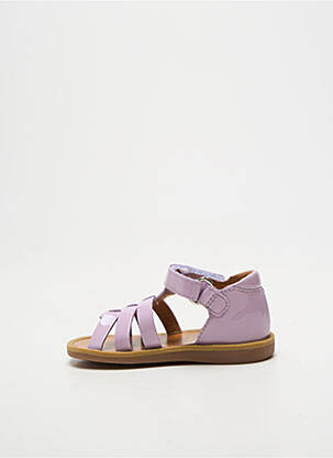 Sandale/pantofi decupați țesătură lăcuită vârf deschis violet POM D'API fată