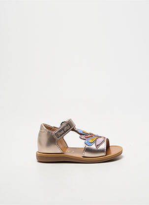 Sandale/pantofi decupați țesătură țesătură cu sclipici vârf deschis auriu POM D'API fille