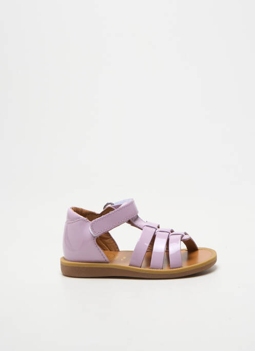 Sandale/pantofi decupați țesătură lăcuită vârf deschis violet POM D'API fille