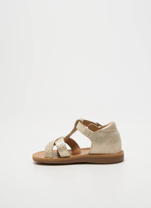 Sandale/pantofi decupați țesătură satinată vârf deschis auriu POM D'API fille