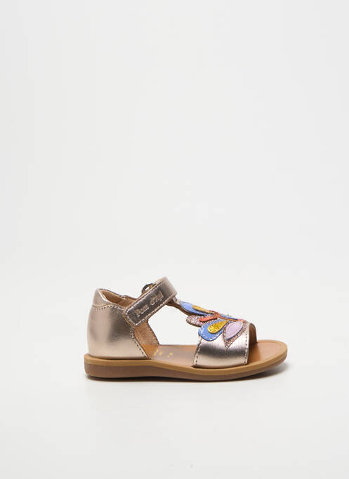 Sandale/pantofi decupați țesătură țesătură cu sclipici vârf deschis auriu POM D'API fille