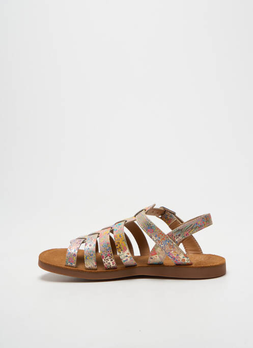 Sandale/pantofi decupați țesătură satinată vârf deschis auriu POM D'API fille