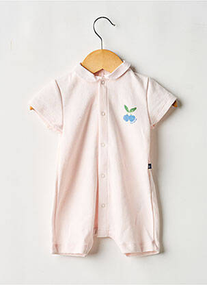 Salopetă scurtă mâneci scurte mâneci scurte roz PETIT BATEAU fille