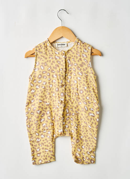 Salopetă-pantalon fără mâneci fără mâneci galben TOCOTO VINTAGE fille