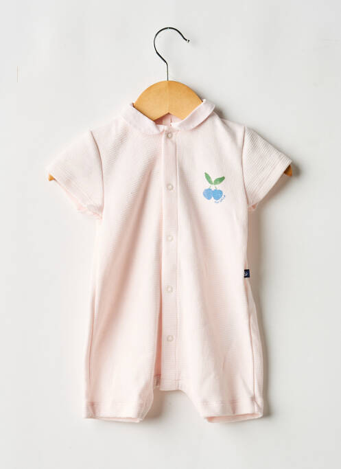 Salopetă scurtă mâneci scurte mâneci scurte roz PETIT BATEAU fille