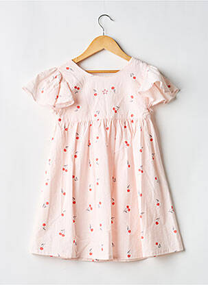 Rochie scurtă imprimeu fantezie mâneci scurte roz TOCOTO VINTAGE fată