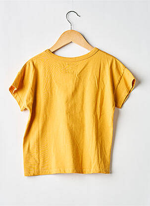 Tricou croială dreaptă mâneci scurte galben LETTER TO THE WORLD fată