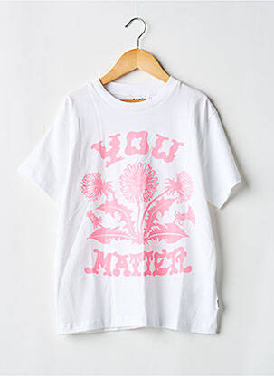 Tricou croială dreaptă mâneci scurte alb MOLO fille