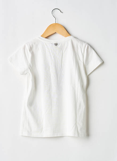 Tricou croială dreaptă mâneci scurte alb PLEASE fille