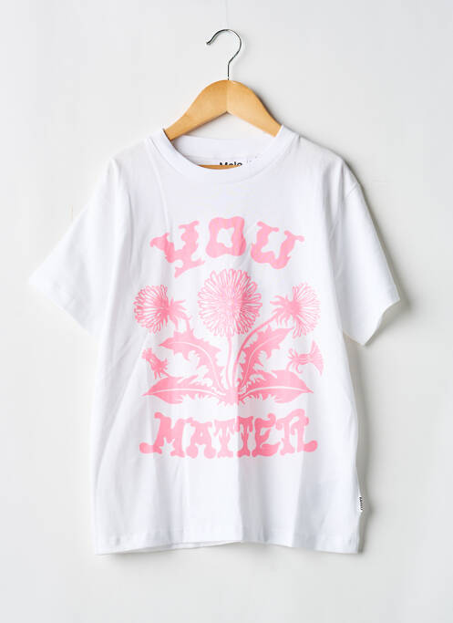 Tricou croială dreaptă mâneci scurte alb MOLO fille