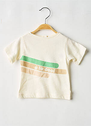 Tricou închidere presată mâneci scurte bej LES PETITES CHOSES garcon