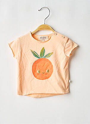 Tricou bio mâneci scurte portocalie ARSENE ET LES PIPELETTES fată