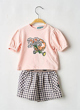Set șort țesătură poplin roz KENZO fille