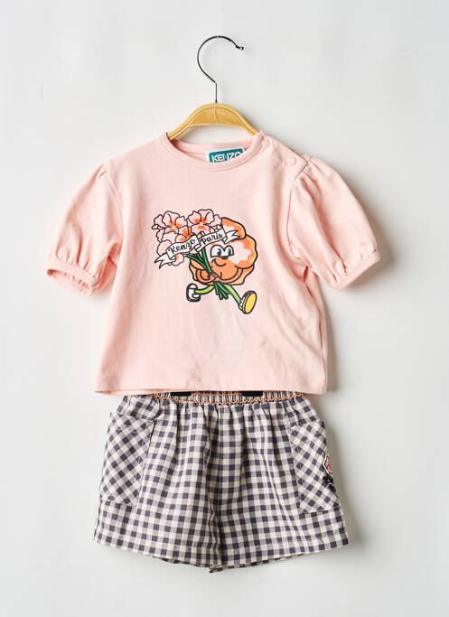 Set șort țesătură poplin roz KENZO fille