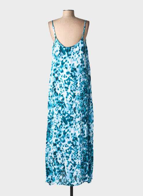 Rochie lungă imprimeu fantezie bretele subțiri albastru KAFFE femme