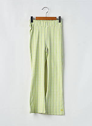 Pantalon evazat imprimeu fantezie talie elastică verde QUAPI fată