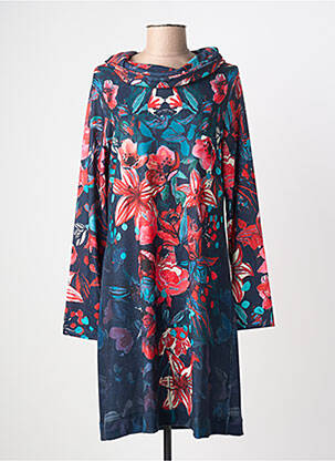 Rochie midi imprimeu fantezie mâneci lungi albastru MALOKA femme