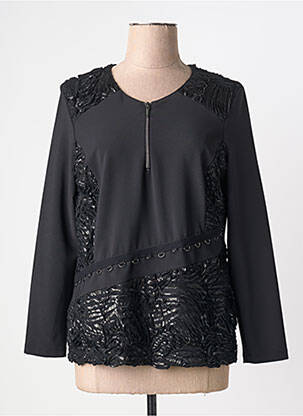 Top guler rotund mâneci lungi negru FRANCE RIVOIRE femeie