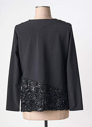 Top guler rotund mâneci lungi negru FRANCE RIVOIRE femeie