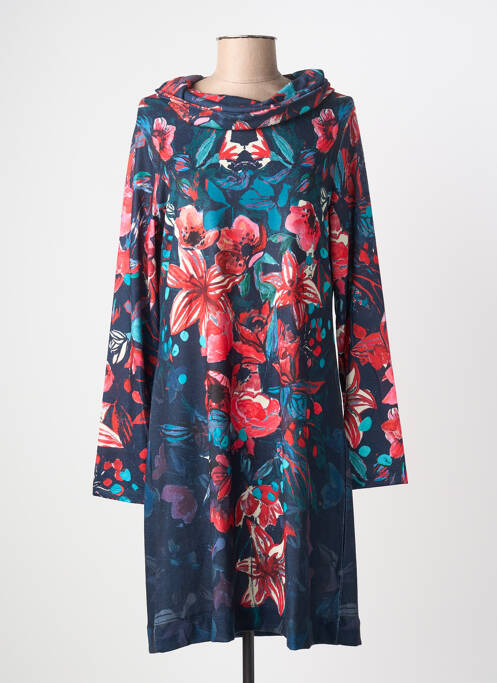 Rochie midi imprimeu fantezie mâneci lungi albastru MALOKA femme