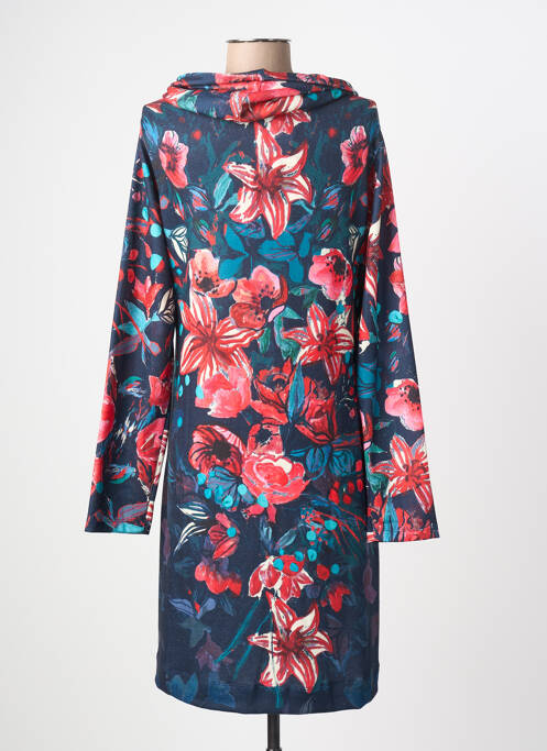 Rochie midi imprimeu fantezie mâneci lungi albastru MALOKA femme