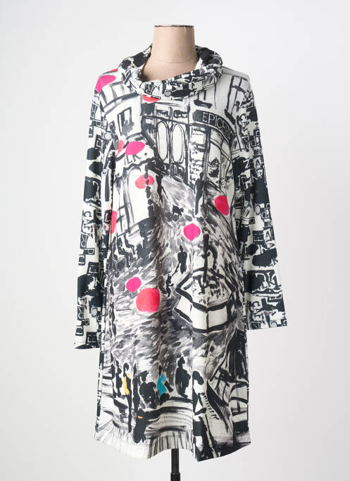 Rochie midi imprimeu fantezie mâneci lungi negru MALOKA femme