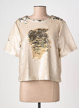 Tricou croială dreaptă mâneci scurte bej JC.SOPHIE femeie
