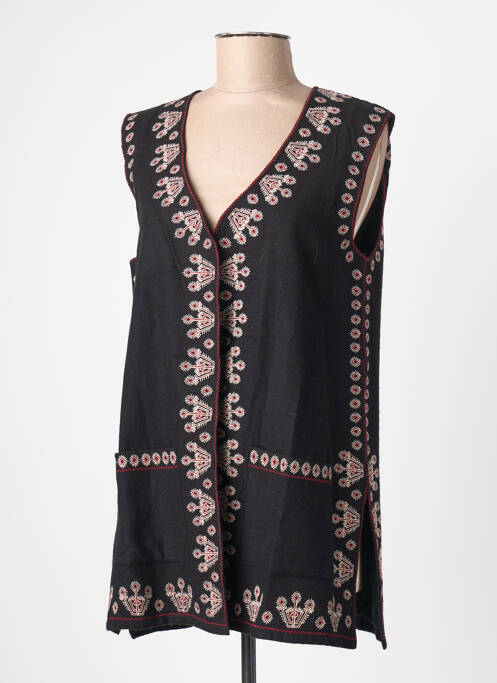 Vestă fără mâneci guler în v negru MAISON HOTEL femme