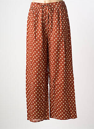 Pantalon drept talie elastică maro MAISON HOTEL femeie