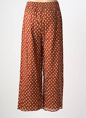 Pantalon drept talie elastică maro MAISON HOTEL femeie