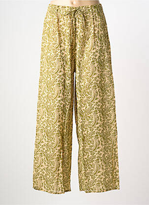 Pantalon drept talie elastică verde MAISON HOTEL femeie