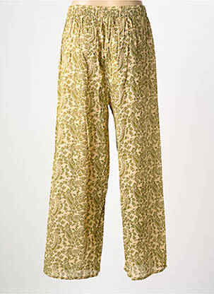 Pantalon drept talie elastică verde MAISON HOTEL femeie