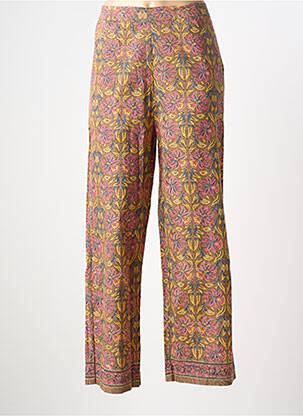 Pantalon drept talie elastică maro MAISON HOTEL femeie