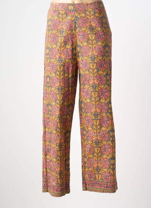 Pantalon drept talie elastică maro MAISON HOTEL femme
