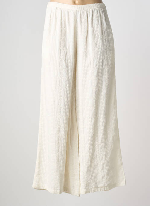 Pantalon evazat talie elastică alb MAISON HOTEL femme