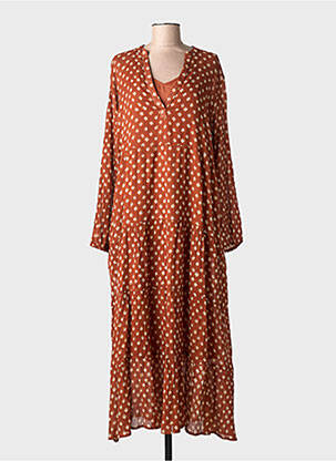 Rochie lungă mâneci lungi mâneci lungi maro MAISON HOTEL femeie