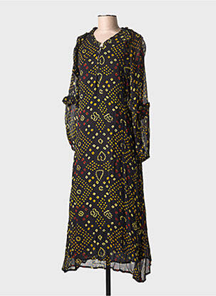 Rochie lungă mâneci lungi mâneci lungi negru MAISON HOTEL femeie