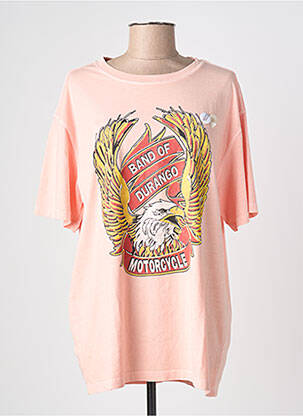 Tricou serigrafie flockată mâneci scurte roz NEWTONE femme