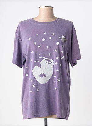 Tricou serigrafie flockată mâneci scurte violet NEWTONE femme