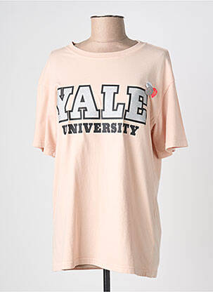 Tricou serigrafie flockată mâneci scurte roz NEWTONE femme